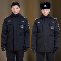 Security cotton coat Multi-function cold suit Mens winter thickened black overalls suit for training coat Winter quilted jacket