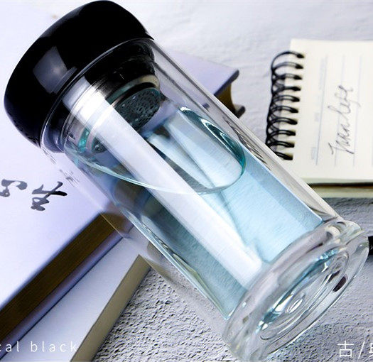 Custom logo set to do double-layer glass female printed word water cup Teacup opening event gift advertising cup