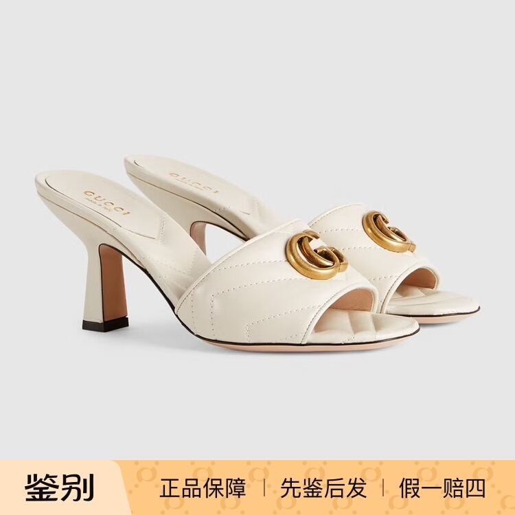 Brand New Genuine Gucci Double g Slippers Sandals High-Heeled Mules for Women 674839 Brand New Genuine Gucci Double g Slippers Sandals High-Heeled Mules for Women 674839