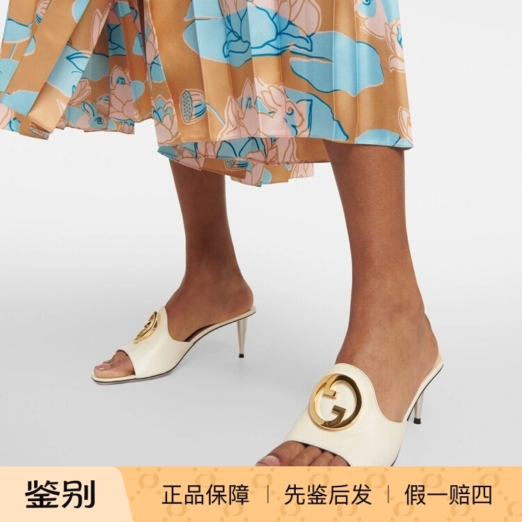 Brand New Genuine Gucci Blondie Leather Mules Sandals 35 High-Heeled Slippers for Women 723391 Brand New Genuine Gucci Blondie Leather Mules Sandals 35 High-Heeled Slippers for Women 723391