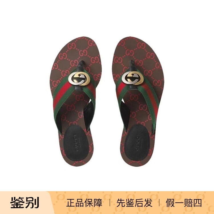 Brand New Genuine Gucci Gucci Red and Green Webbing Gg Pattern Flip-Flops Sandals for Women 612138H9020 Brand New Genuine Gucci Gucci Red and Green Webbing Gg Pattern Flip-Flops Sandals for Women 612138H9020