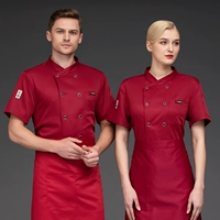 Красный фартук подходит для мужчин и женщин, короткий рукав