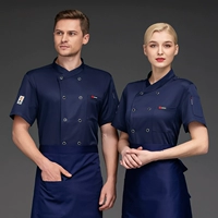 Синий фартук подходит для мужчин и женщин, короткий рукав