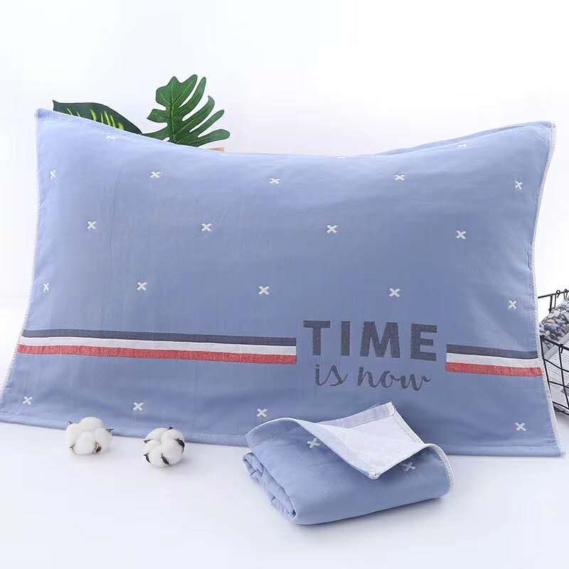 Cặp gạc bông nghệ thuật đôi sinh viên người lớn bốn mùa thoáng khí đôi mềm mại và thoải mái để tăng khăn gối ba lớp vỏ ga gối