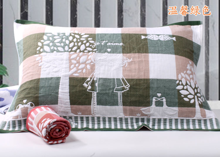 Khăn bông ba điểm vàng dày lên để tăng độ bông bốn mùa cho học sinh vài chiếc gối thoáng khí vỏ gối nằm