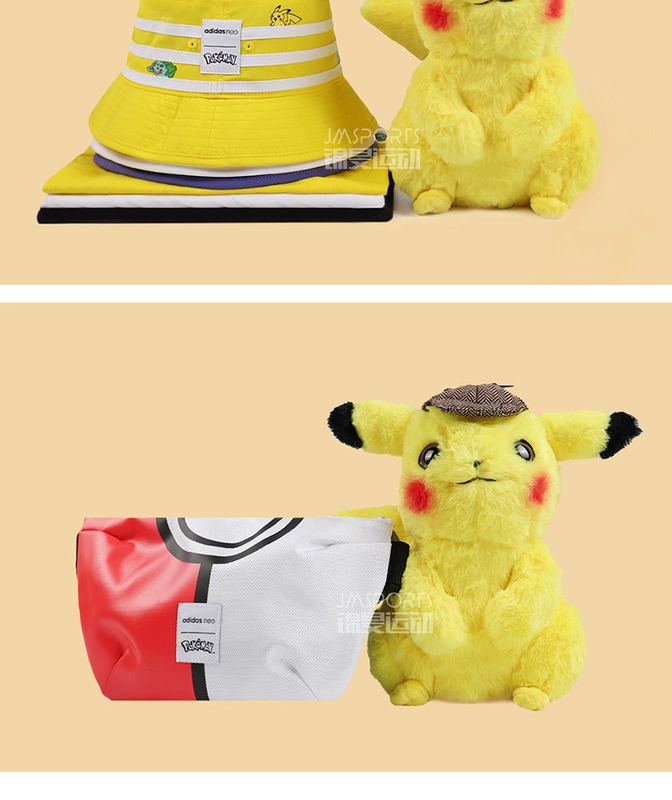 Đàn ông và phụ nữ mùa hè Adidas NEO POKEMON giấc mơ kho báu Pikachu tên chung Quần short áo thun FM0320 0317 - Áo phông thể thao