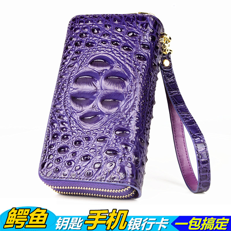 Thailand crocodile leather wallet women's genuine leather multi-function mobile phone bag women's double zipper coin purse clutch bag women's key case
