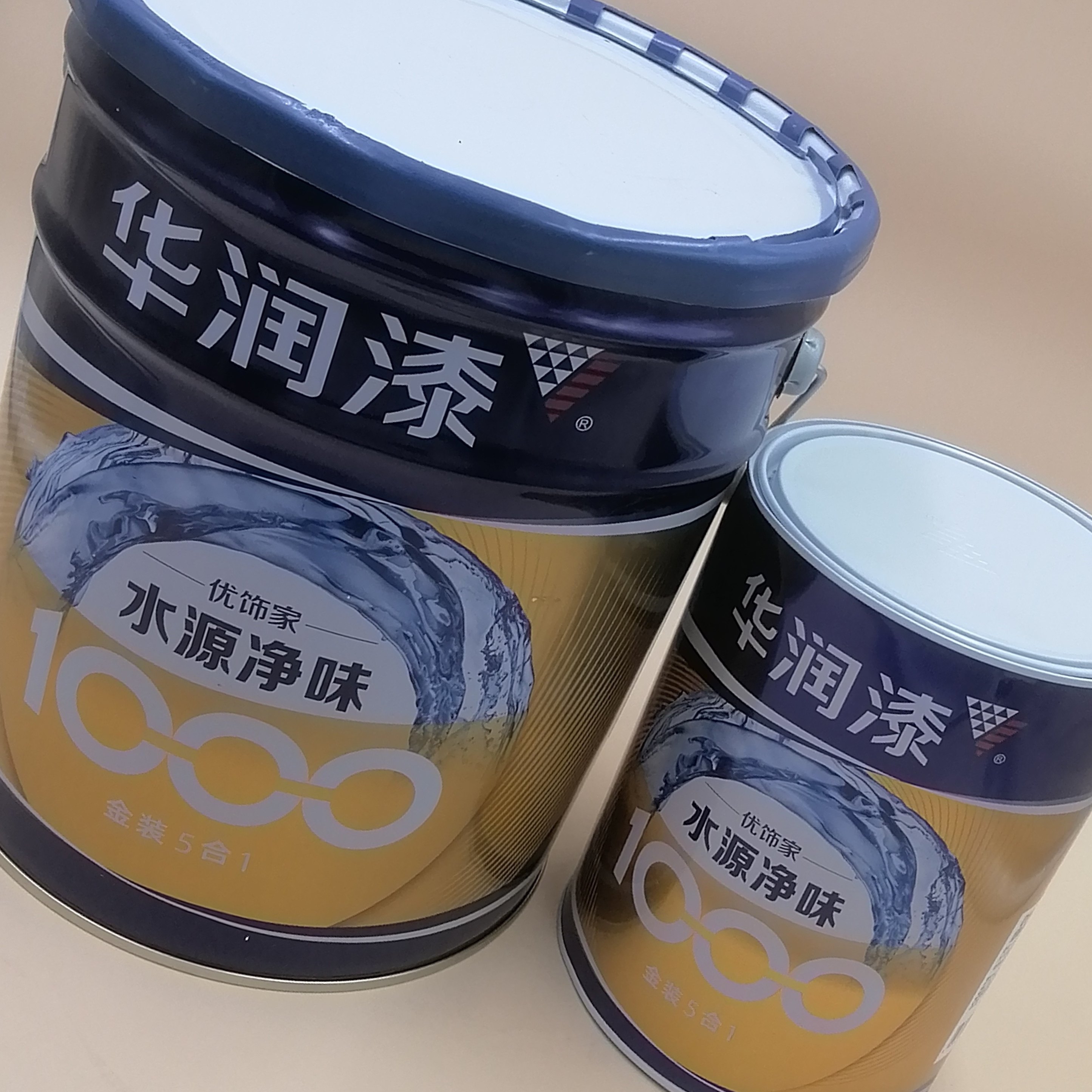 China Resources Lacquer Net Taste Water Source 1000 Gold Dress Five-In-One Environmental Interior Wall Paint Strong Effect Mildew-proof Color Emulsion Paint Cement