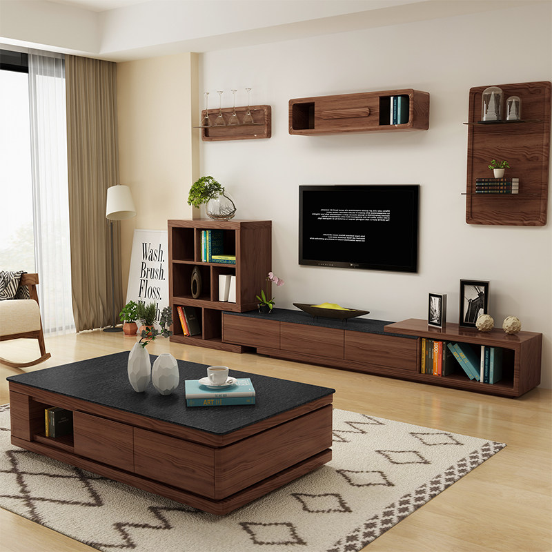 Modern coffee table TV cabinet combination modern minimalist furniture metal stainless steel light luxury floor cabinet living room TV cabinet