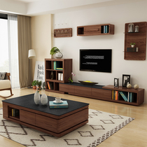 Modern coffee table TV cabinet combination modern simple furniture metal stainless steel light luxury floor cabinet living room TV cabinet