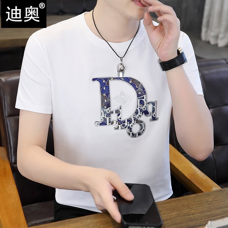 Dior Short-Sleeve T-Shirt for Men 2026 New Summer High-End Men's Clothing Loose Round Neck Pure Cotton Half-Sleeve Men's T-Shirt Trendy t
