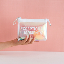 Net red colorful laser transparent cosmetic bag women carry portable skin care products storage Waterproof business travel toiletry bag