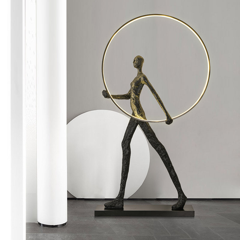 Postmodern Abstract Humanoid Art Sculpture Floor Lamp Lobby Gallery Living Room Light Extravagant Design Feel Creative Big Swing