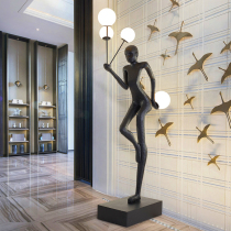 Creative human-shaped floor decoration sales department hotel front desk mall abstract figure sculpture welcome art floor lamp