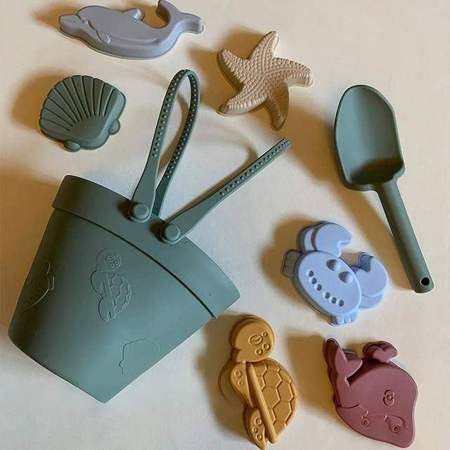 Silicone beach toy shovel installation parent-child sand play tool