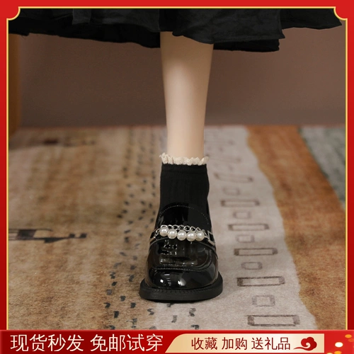 Осенняя обувь для кожаной обуви, ретро флисовые лоферы в английском стиле, студенческая юбка в складку, коллекция 2023, в британском стиле