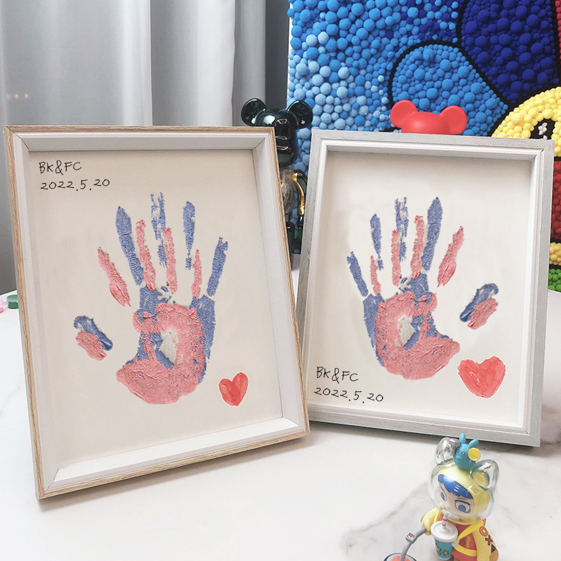 Lovers handprints photo frame Oil painting paint DIY handmade palm print mud Remembrance Hand film girlfriends New Year's Eve Christmas presents-Taobao