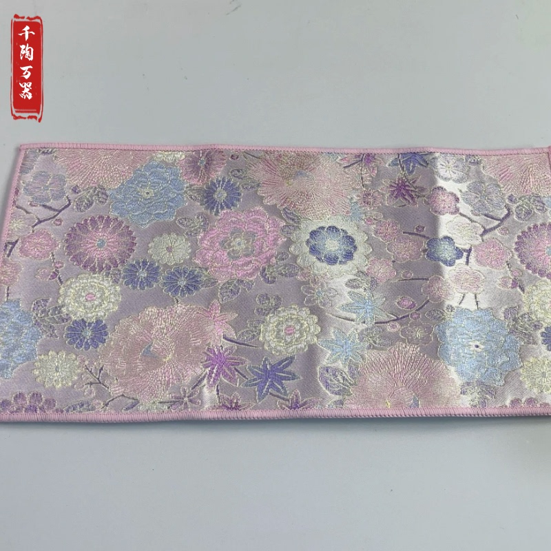 Embroidered Light Luxury Deerskin Velvet Thick Absorbent Tea Towel, Pink Tea Table Towel, Cleaning Cloth, Teapot Care Towel, Kung Fu Tea Set Accessories