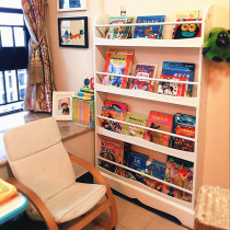 Childrens bookshelf Picture book rack Floor-to-ceiling solid wood childrens bookcase simple wall-mounted wall baby book report rack Household