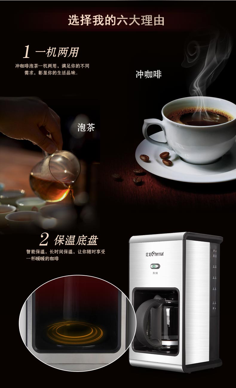 máy xay cà phê mini 600n Yilong Eternal EL-633 máy pha cà phê nhỏ giọt tự động của Mỹ Máy pha cà phê thương mại 1.5L - Máy pha cà phê máy xay cafe