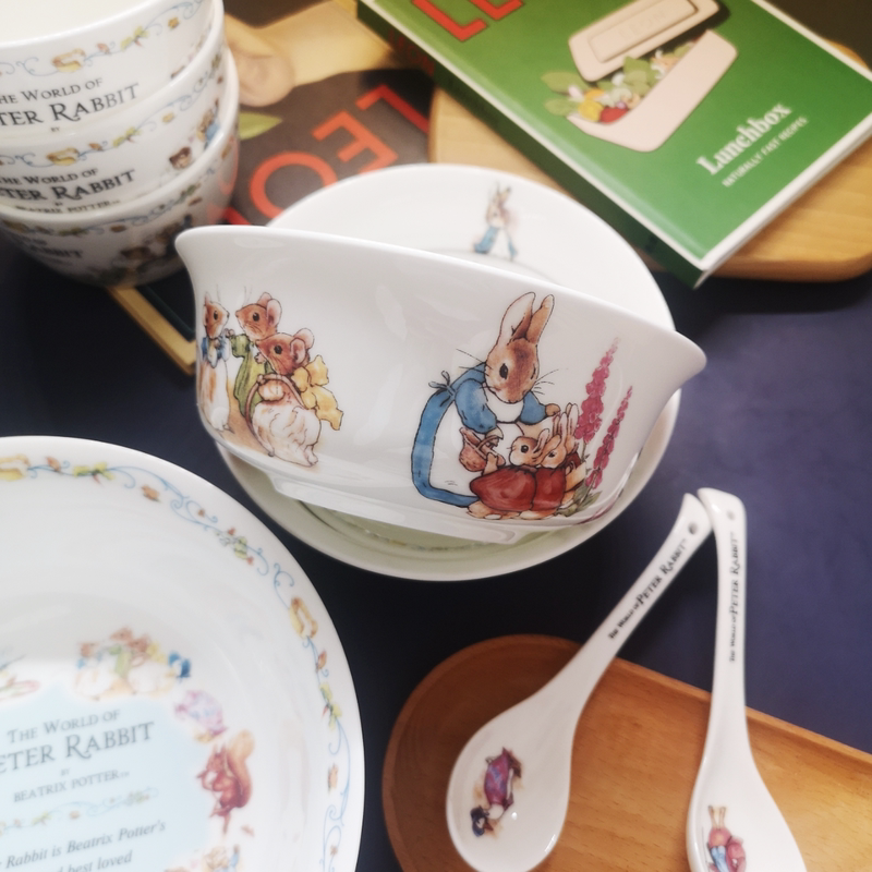 Export Bone China Peter Rabbit Tableware, Cute Cartoon Rice Bowls and Plates, Household Tableware Deep Plates, Large Plates, Housewarming Gift