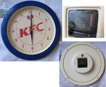 KFC toys plastic KFC logo large round wall clock with blue edges and white background electronic wall clock defects