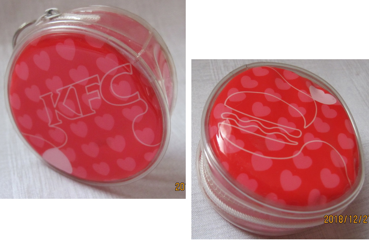 Kenderky KFC Toy Early Plastic Transparent Round Red Loving Laced Bag Zero Wallet