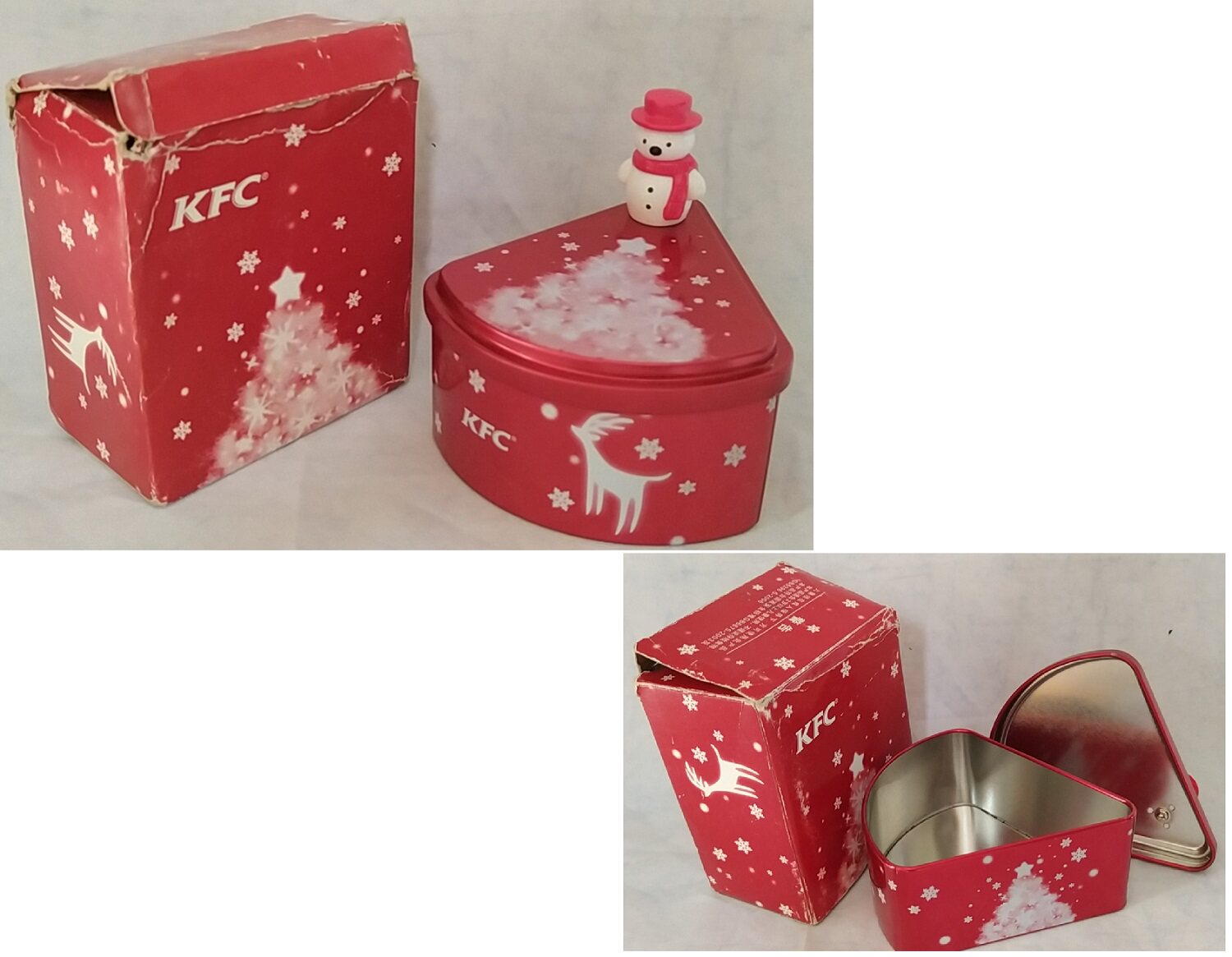 Kenderky KFC Toys 2009 Christmas Lilly Box Snowman Tin Box Moral iron containing box with packaging