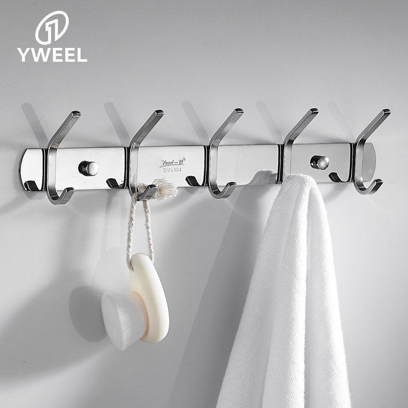 Towel hook adhesive hook free from punching door rear 304 stainless steel make-up room clothes hook kitchen bathroom shelve wall hanging