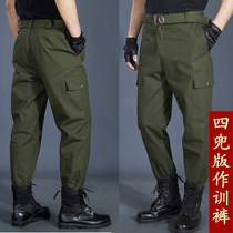 Mens loose casual work pants straight tube plus fat multi-pocket wear-resistant labor protection pants Special Forces Tactical Training Pants