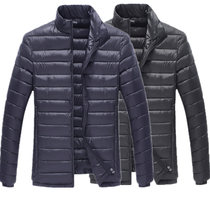 New mens autumn and winter stand collar light and thin down cotton jacket green middle-aged casual large size cotton coat short leisure