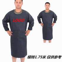 Denim Cloth With Cuff Anti-Fouling Apron Logistics Freight Steam Repair Electric Welding Abrasion Resistant Anti Wearing Hood Clothes Kitchen Domestic Lao Clothing