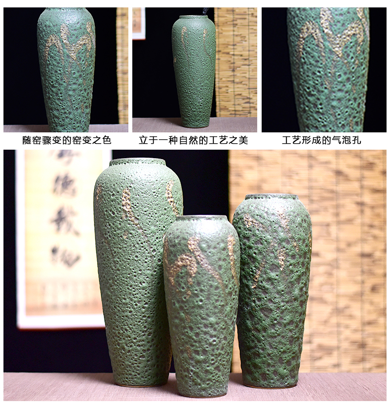 Jingdezhen coarse some ceramic pot pottery three - piece antique vase to restore ancient ways small and pure and fresh, vases, flower arranging furnishing articles in the living room