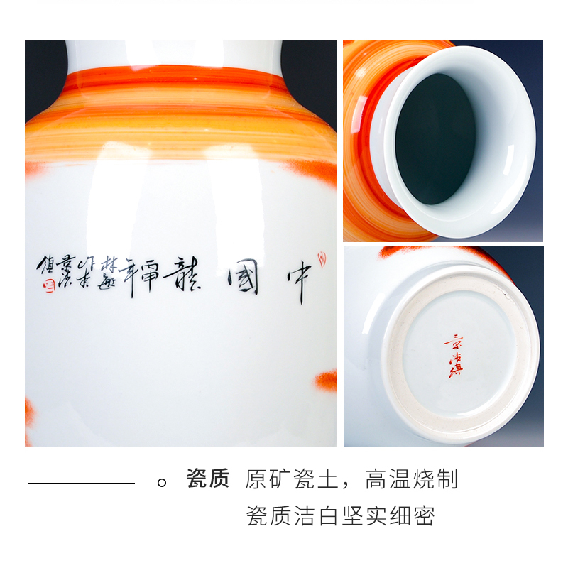 New Chinese style household hand - made jingdezhen ceramics powder enamel vase wall sitting room decoration crafts are arranging flowers