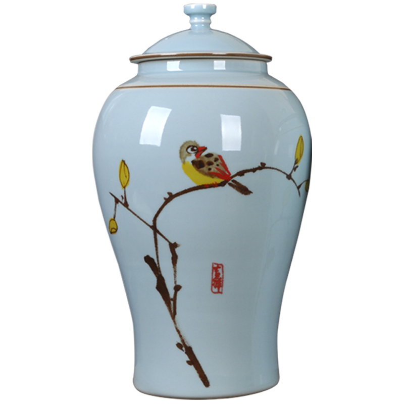 New Chinese style classical jingdezhen ceramics hand - made living room TV ark, general storage tank art handicraft furnishing articles