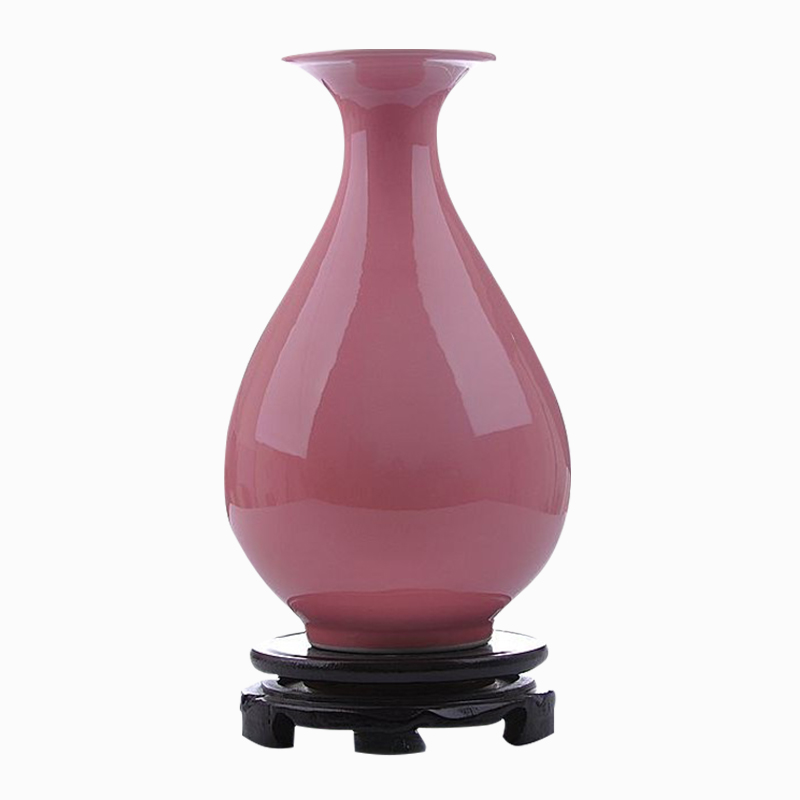 Jingdezhen ceramics pink glaze vase archaize of new Chinese style living room TV ark, home decoration crafts