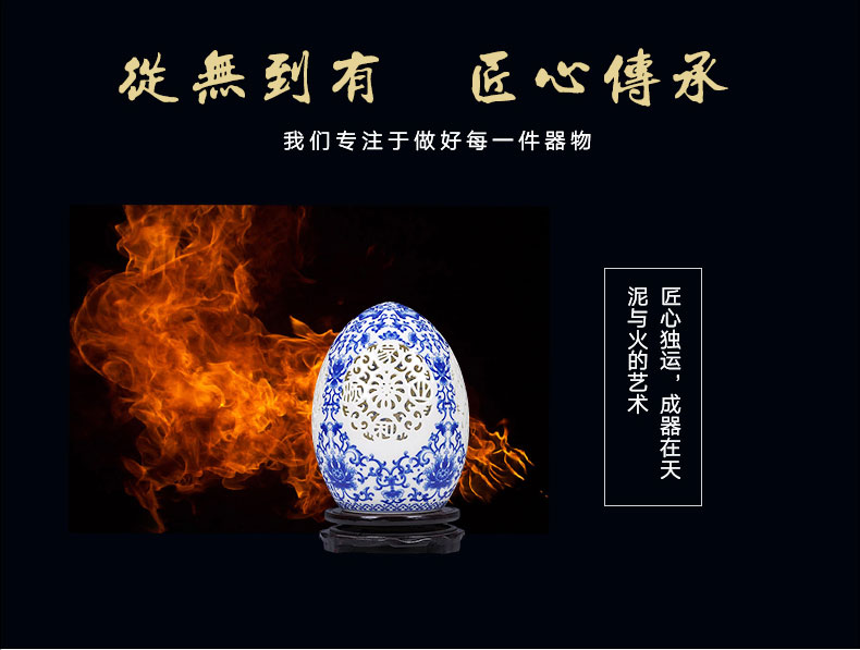 Jingdezhen ceramic vase hollow out sitting room with a silver spoon in its ehrs expressions using dense eggs home decoration antique crafts modern jewelry furnishing articles