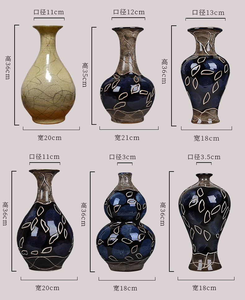 Jingdezhen ceramics creative vase dry flower arranging place, Chinese style household adornment ornament blue large living room