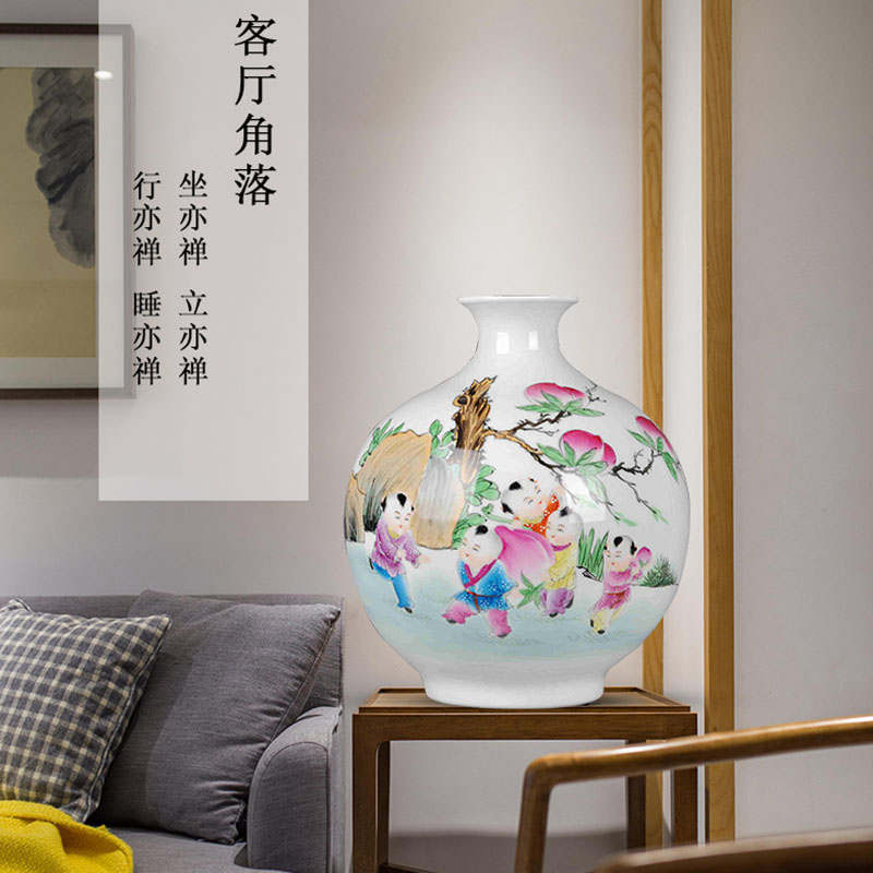 Jingdezhen ceramics new Chinese hand - made famous masterpieces vase household living room TV cabinet decorative furnishing articles flower arrangement