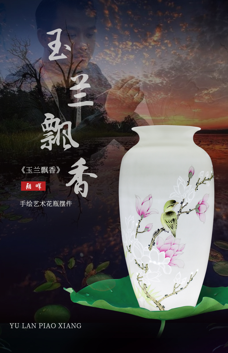 Jingdezhen ceramics hand - made painting of flowers and medium sitting room porch TV ark, the new Chinese vase furnishing articles dried flower arranging flowers