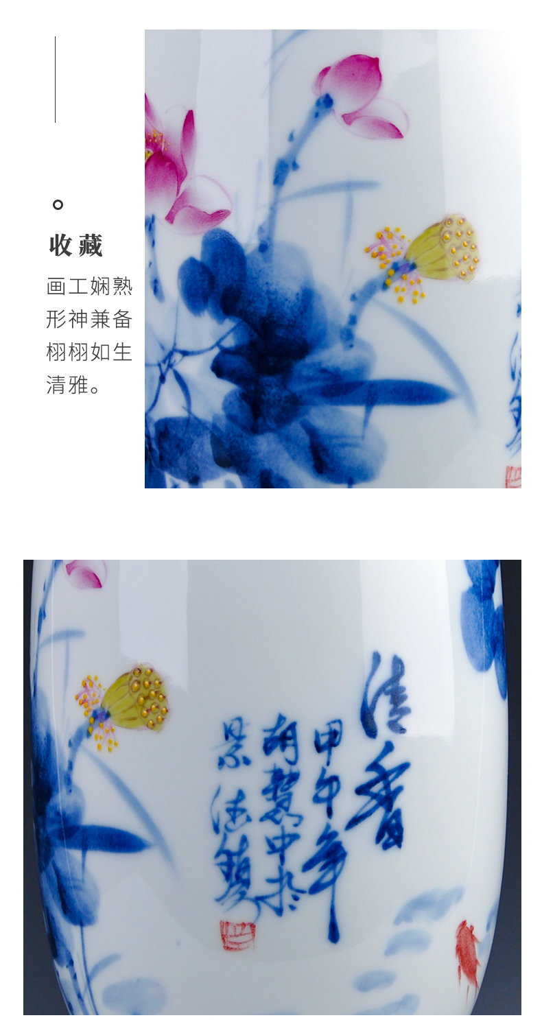 Jingdezhen ceramics hand - made porcelain dou colored vases, new Chinese style household, sitting room adornment handicraft furnishing articles arranging flowers