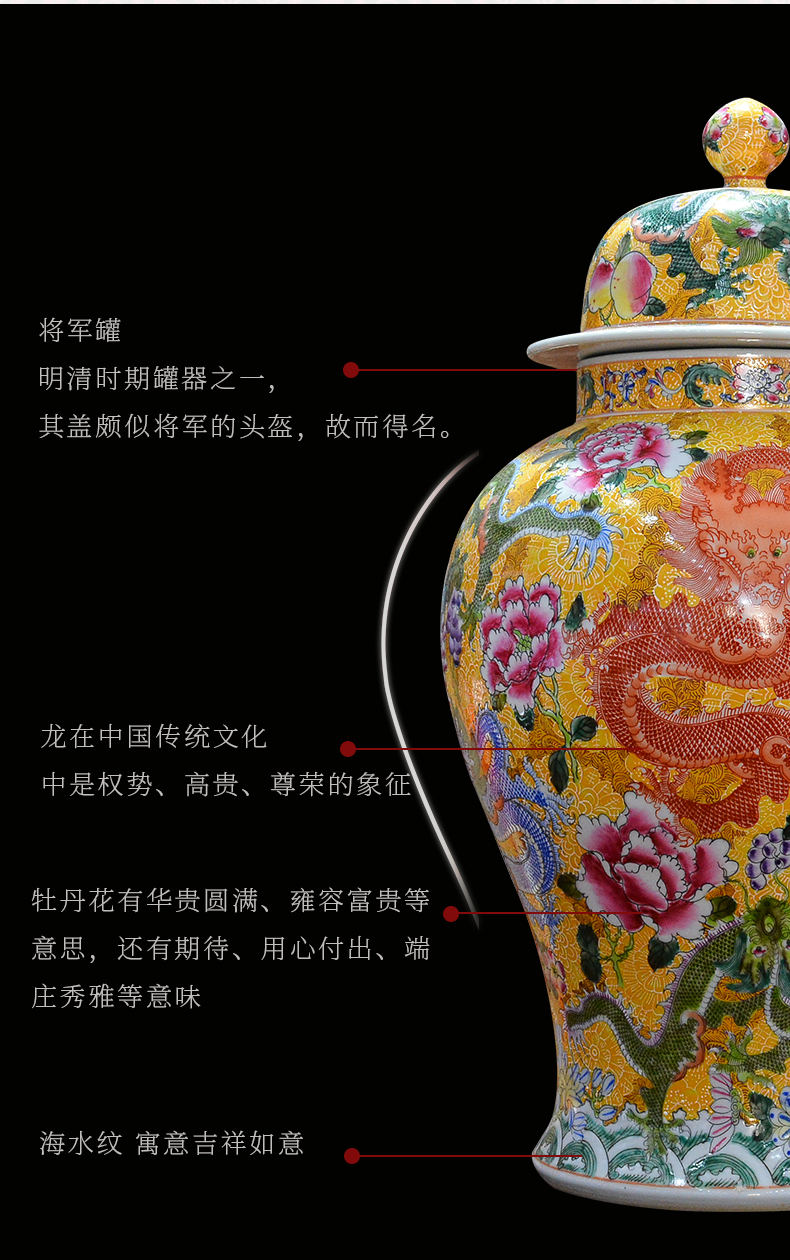 Jingdezhen ceramics archaize the qing qianlong enamel dragon grain general pot vase Chinese crafts are sitting room