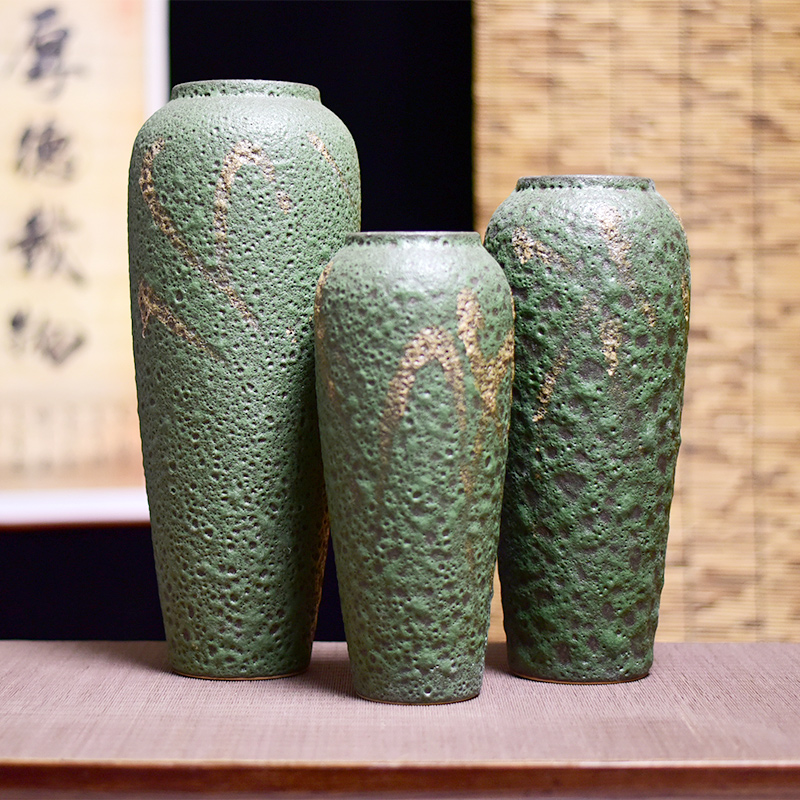 Jingdezhen coarse some ceramic pot pottery three - piece antique vase to restore ancient ways small and pure and fresh, vases, flower arranging furnishing articles in the living room