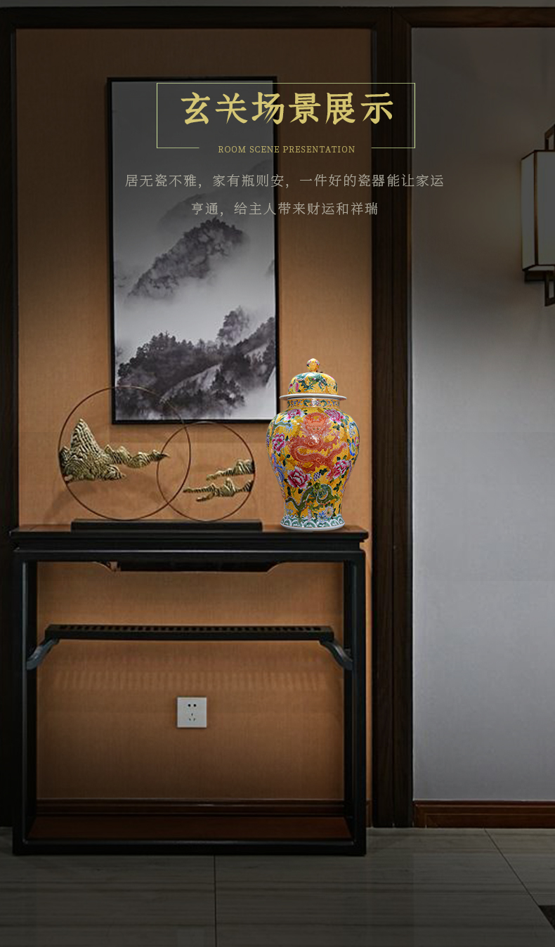 Jingdezhen ceramics archaize the qing qianlong enamel dragon grain general pot vase Chinese crafts are sitting room