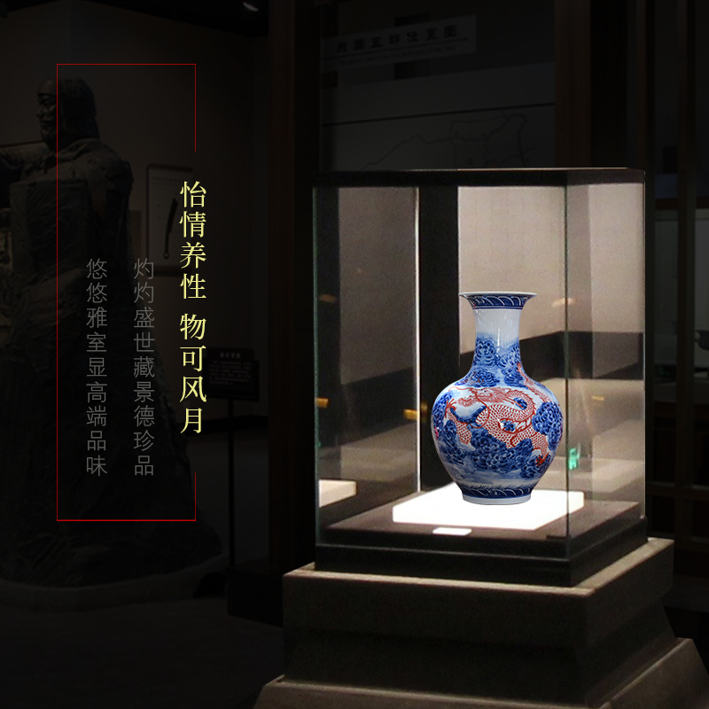 Jingdezhen ceramics imitation the qing qianlong hand - made dragon pattern of blue and white porcelain bottle of new Chinese style sitting room adornment is placed