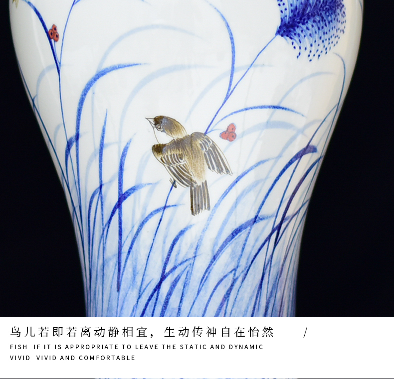 Jingdezhen ceramics handicraft in the blue and white name plum bottle of I and contracted sitting room home decoration furnishing articles