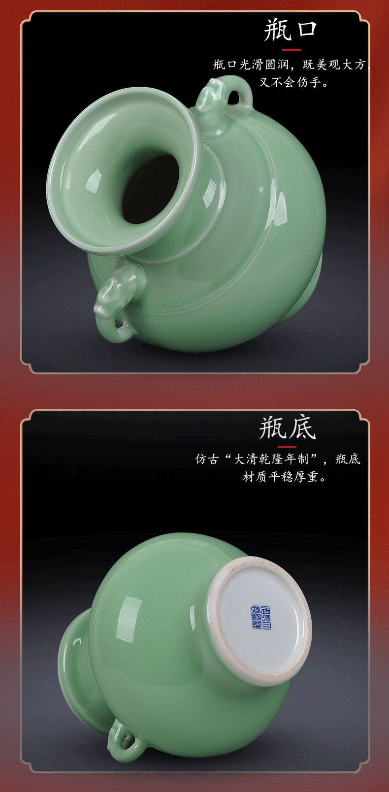 Jingdezhen ceramics antique hand shadow blue bottle of flower arranging rich ancient frame wine sitting room adornment home furnishing articles