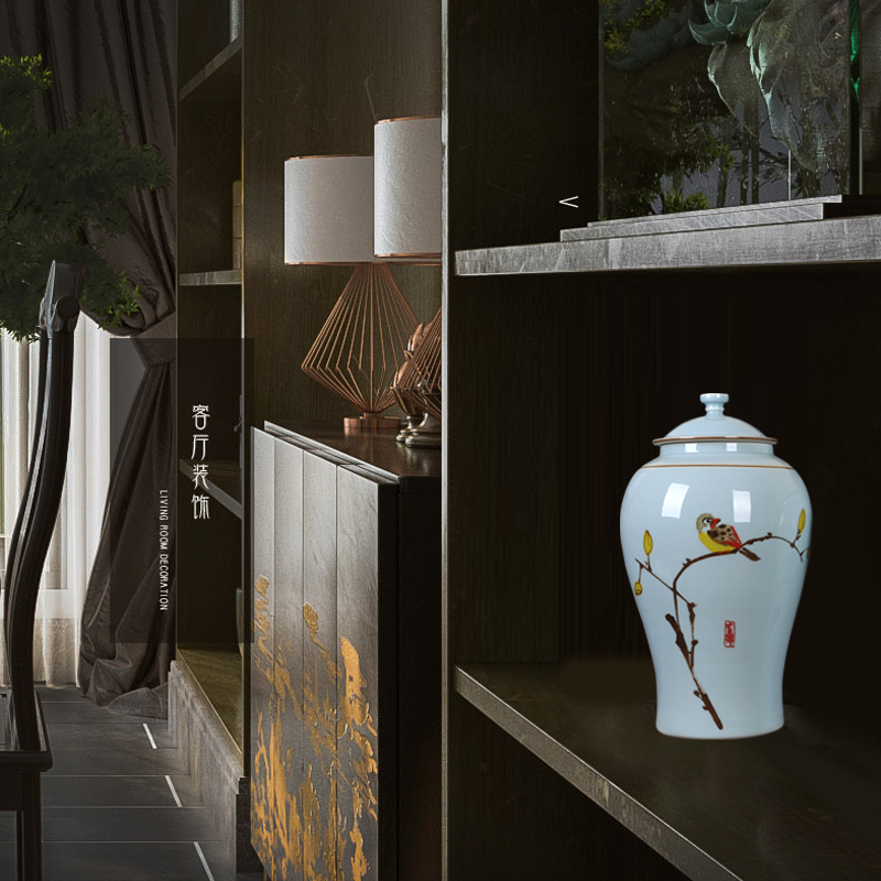 New Chinese style classical jingdezhen ceramics hand - made living room TV ark, general storage tank art handicraft furnishing articles
