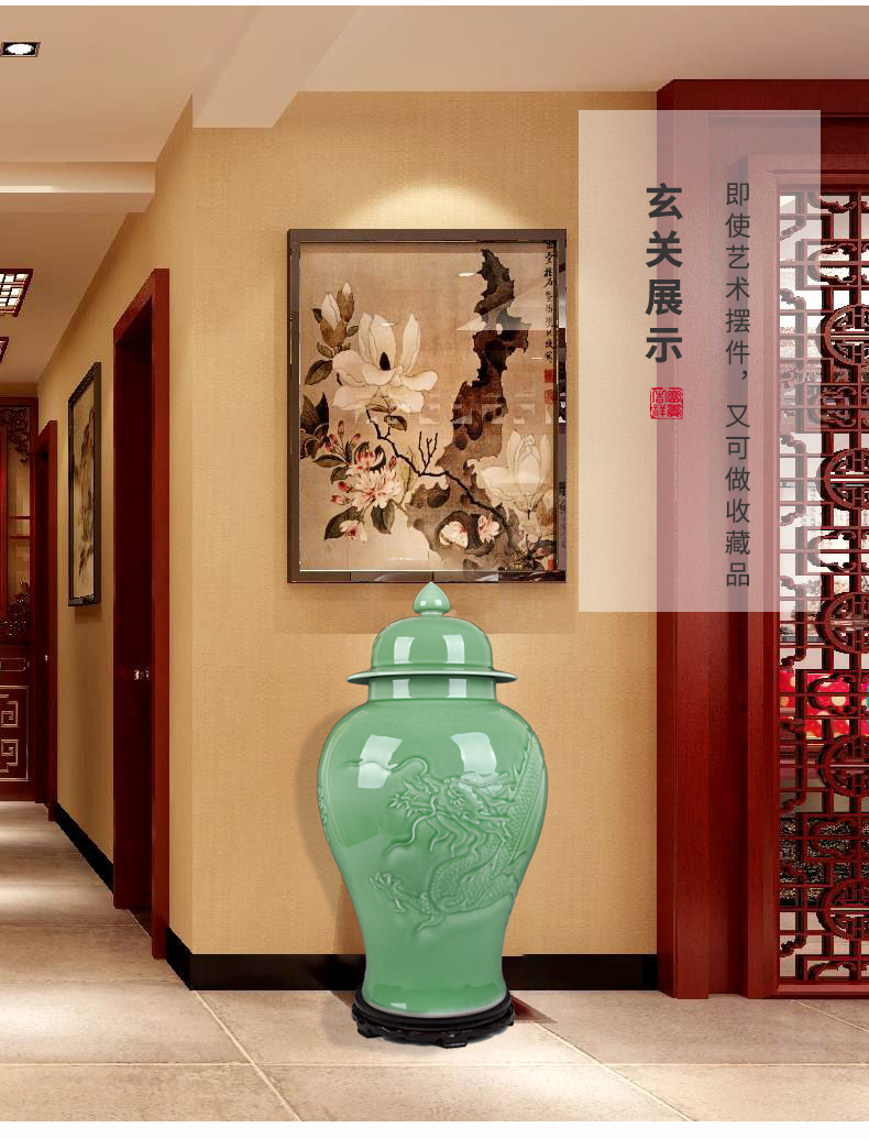 Jingdezhen ceramics porcelain bottle shadow carving xiangyun dragon classical household ground adornment handicraft furnishing articles in the living room