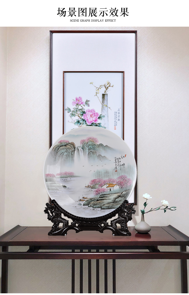 Jingdezhen ceramic hang dish of new Chinese style decoration plate hand - made the sitting room porch sitting plate decoration handicraft furnishing articles